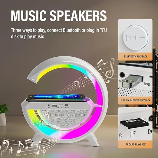 G Shaped LED Bluetooth Speaker with Wireless Phone Charger
