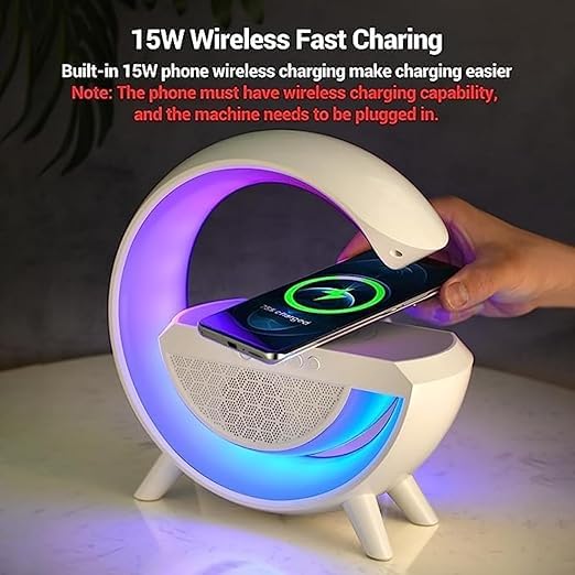 G Shaped LED Bluetooth Speaker with Wireless Phone Charger
