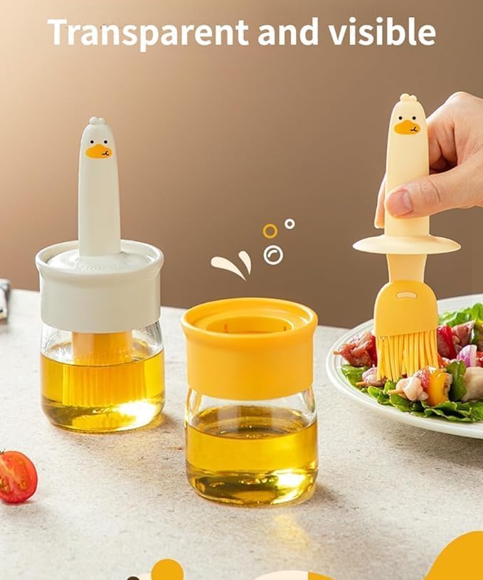 Glass Olive Oil Dispenser Bottle with Silicone Brush