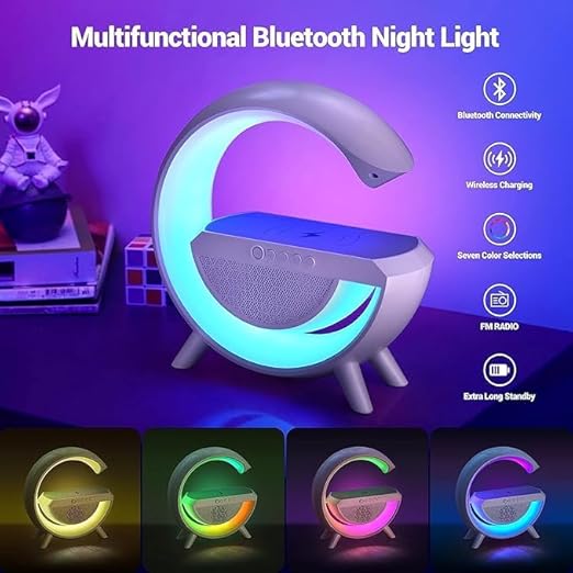 G Shaped LED Bluetooth Speaker with Wireless Phone Charger