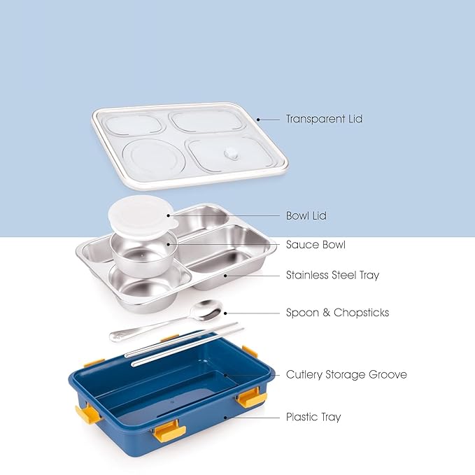 4 Section Lunch Box Steel