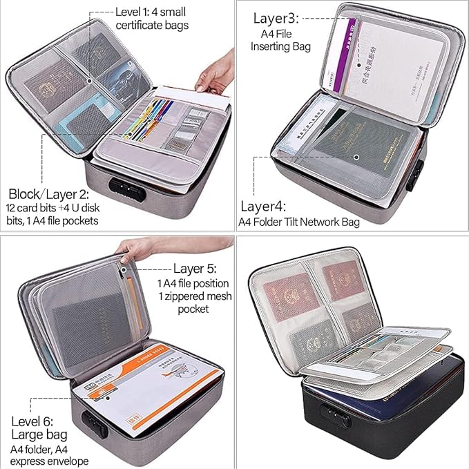Document Organizer, Multi-Layer Storage Pouch