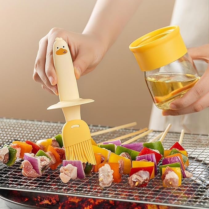 Glass Olive Oil Dispenser Bottle with Silicone Brush