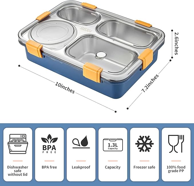 4 Section Lunch Box Steel