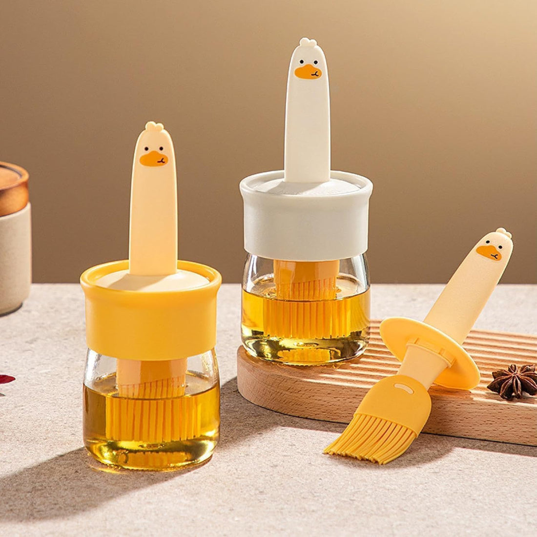 Glass Olive Oil Dispenser Bottle with Silicone Brush